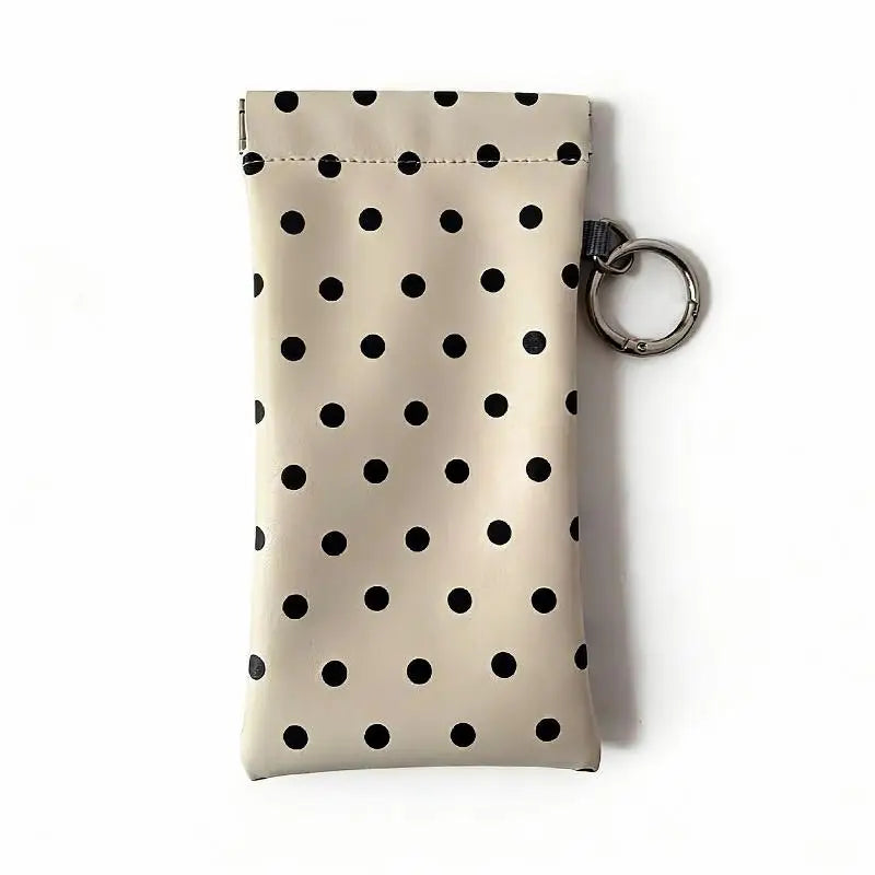Polka Dot Eyeglasses Case – Travel Sunglasses Zipper Pouch Eyeglasses Case Oasis Select Beige