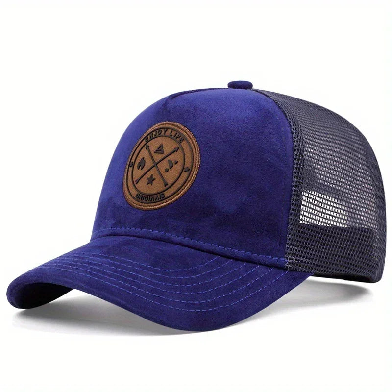 Summer Mesh Baseball Cap Women Men ENJOY LIFE Letter Patch Snapback Hat Casual Breathable Unisex Street Hip Hop Trucker Caps Oasis Select Blue