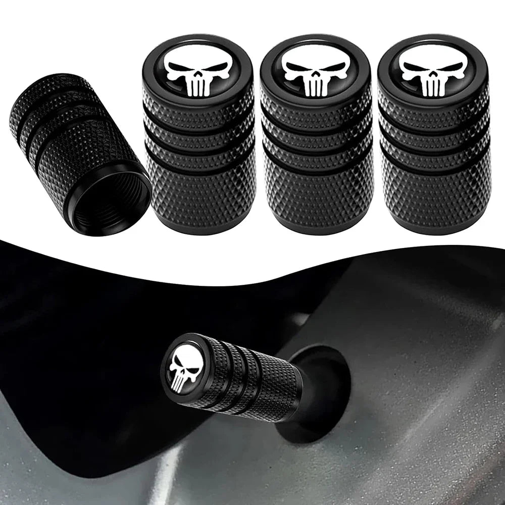 4Pcs Skull Tire Valve Stem Caps Car Tire Decoration, Car Exterior Replacements, Universal for Most Cars Oasis Select WHITE