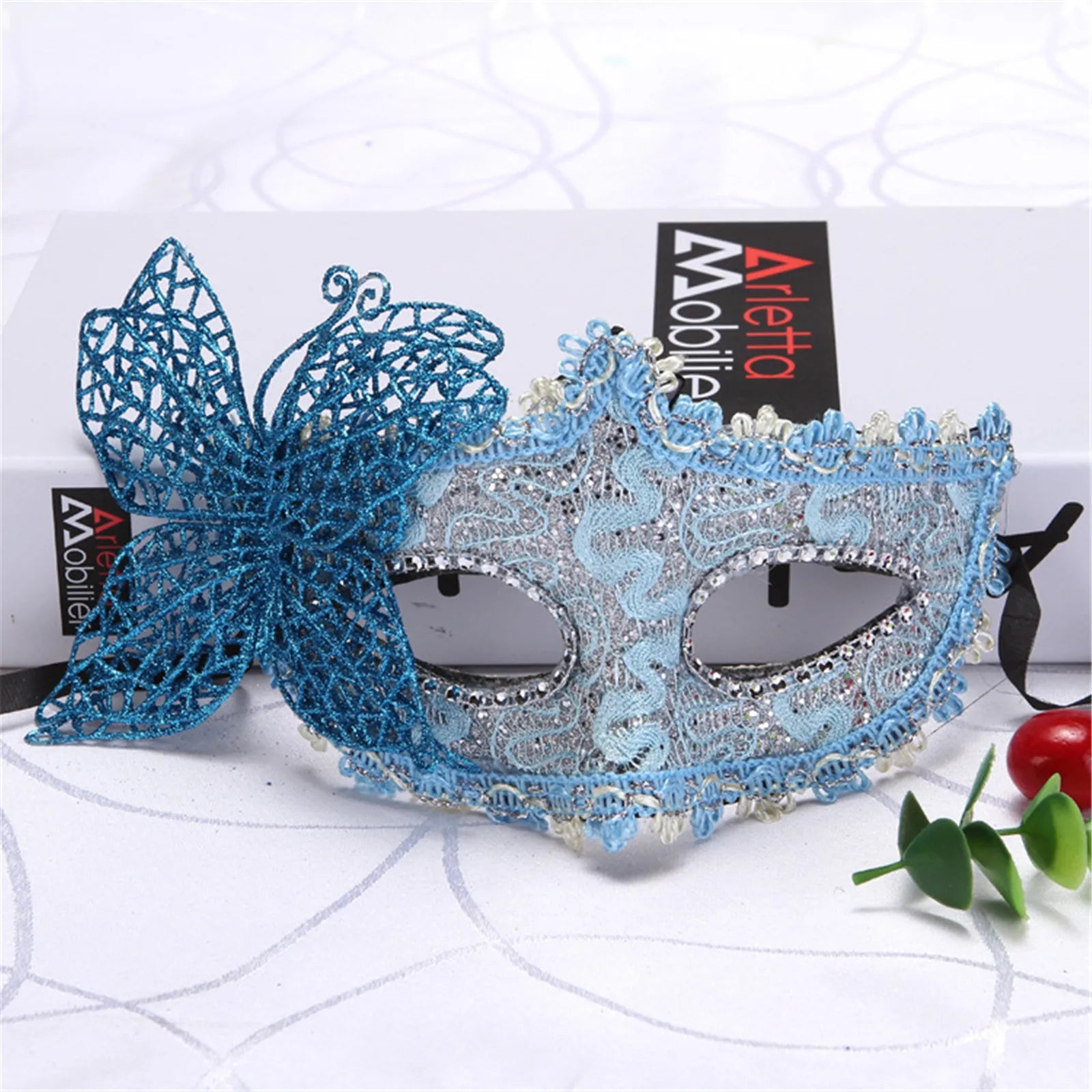 2025 NEW Side Butterfly Masquerade Mask New Fashion Half Face Eye Mask Party Makeup Ball Venetian Party Mardi Gras Mask Oasis Select Blue CHINA