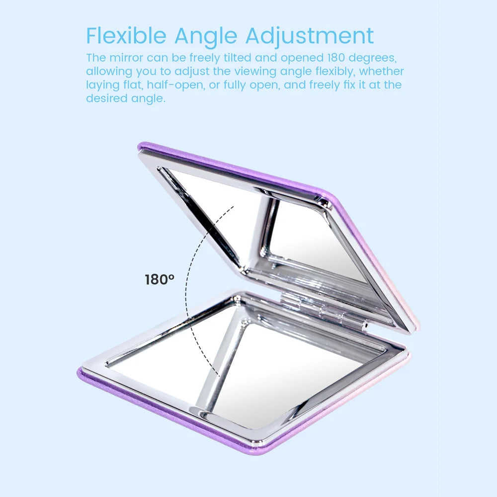 Square Folding Pocket Mirror – Gradient PU Leather, Dual-Sided Folding Makeup Mirror Oasis Select