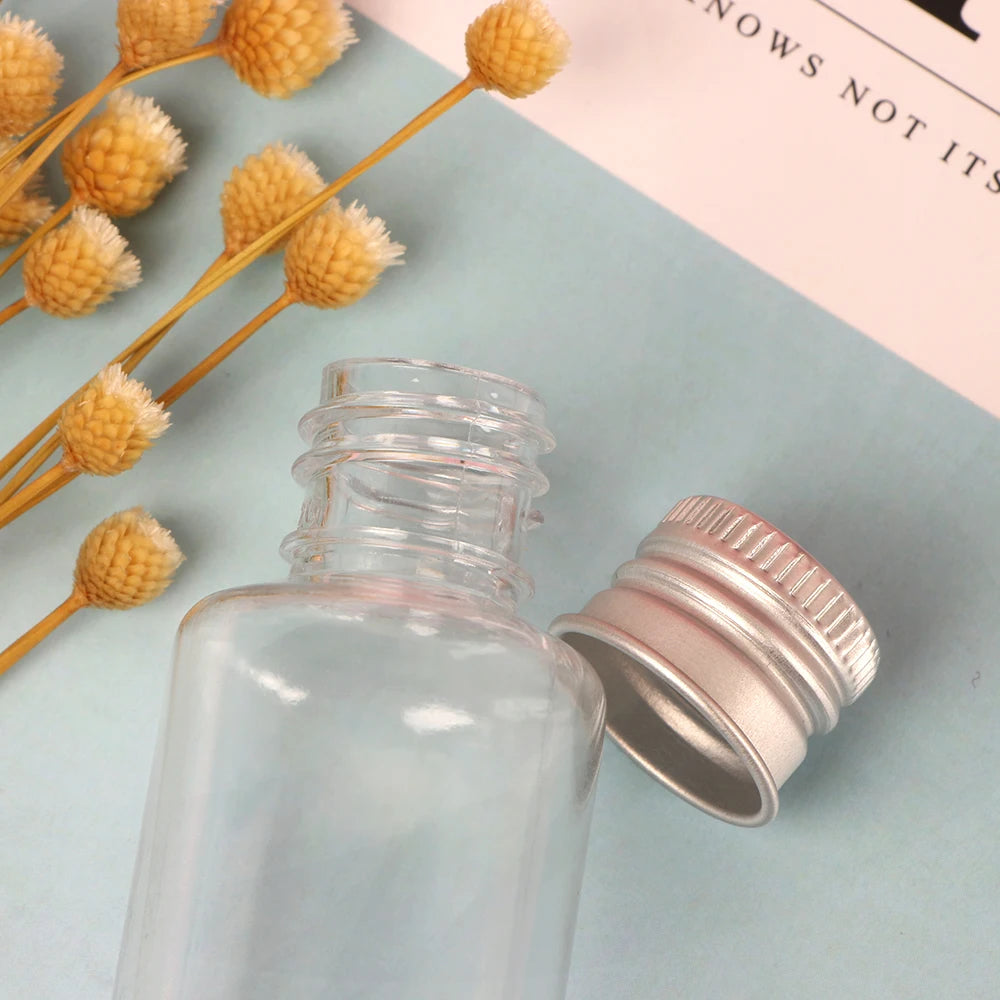 5/10/20/30ml Mini Transparent Glass Bottles Aluminium Cap Empty Sample Jars Storage Vials Liquid Containers Home Decor Oasis Select
