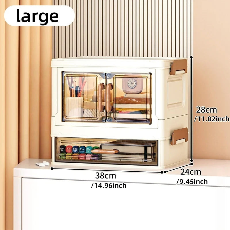 30/40cm Width, Foldable Desktop Organizer Multi-Layer Options,Cream Style Design,Perfect for Cosmetics，Stationery，Storage Box Oasis Select 40cm-1Large-1Small