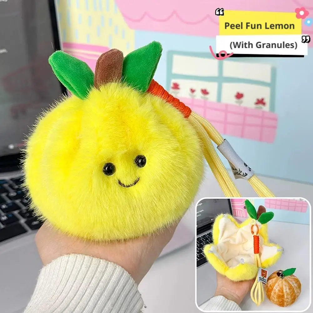 Peelable Fruit Plush Keychain – Stress Relief Toy & Bag Charm