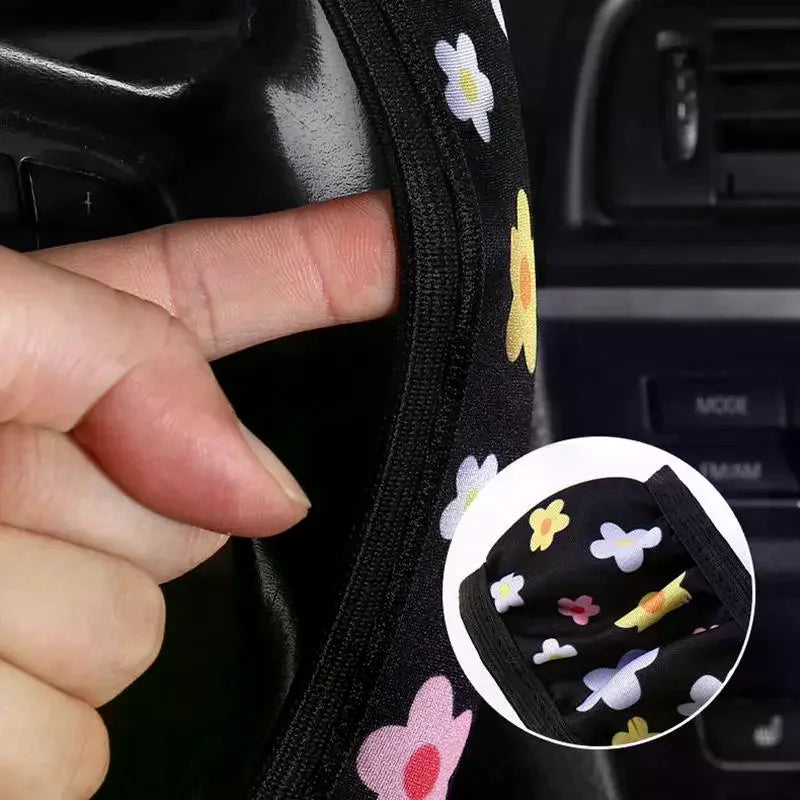 Car Steering Wheel Cover Flowers Print Anti-Slip Universal Auto Steering Wheel Protector Interior Accessories Wheel Cover Oasis Select