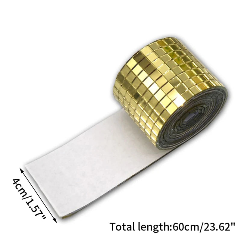 Mirror Mosaic Tile Strip Sticker – Self-Adhesive Acrylic Wall Decor