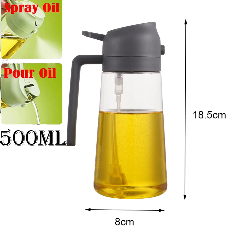 Spray Oil Sprayer Oil Cruet Spray Dual Purpose Kitchen Oils Spray Olive Oil Sprays Bottle Air Fryer Salad BBQ Kitchen Baking Oasis Select 2use grey 500ml