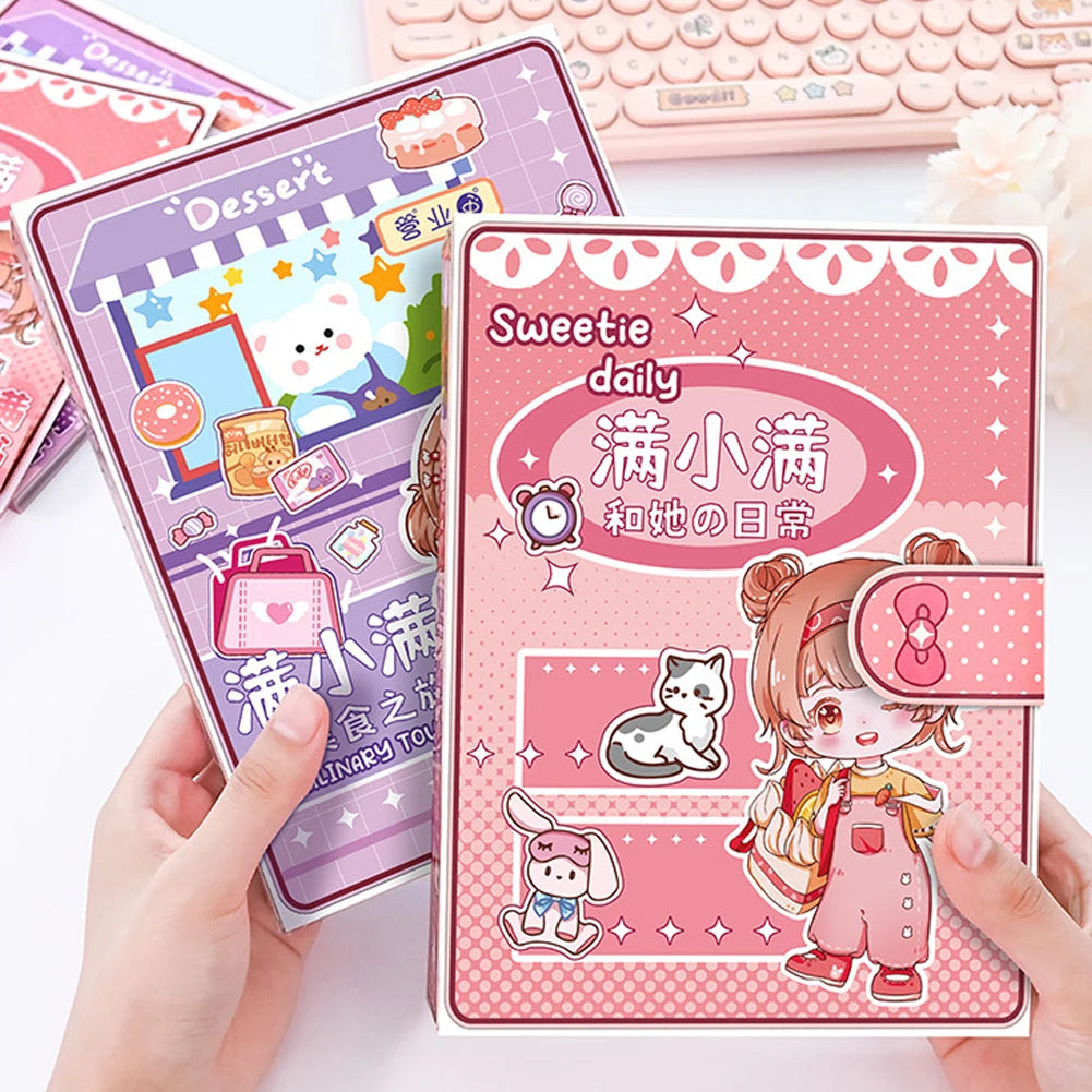 Creative Diy Animated Quiet Book Girl Dress Up Children's Educational Handmade Paper Book Doll Full Set Food Daily Life Oasis Select