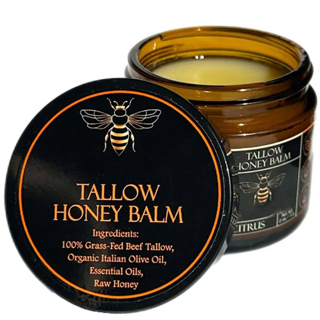 Organic Grass Fed Beef Tallow Balm With Raw Honey Moisturizing Cream For Soft Smooth Skin Handmade All-Natural Moisturizer Skin Oasis Select Citrus 57g