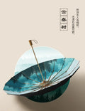 16 Bone Three Fold Wood Handle Vinyl Wind Resistant Business Advertising Gift Umbrella Sun Umbrella Oasis Select full-fiber A 16K