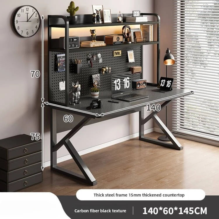 Multi-functional Computer desk Desktop with hole board Desk bookshelf Integrated table Bedroom Home office workbench Durable Oasis Select Black C