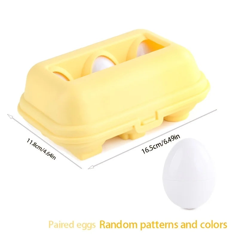 12/6pcs Color and Shape Matching Toys Simulated Egg Shapes with Storage Box - Geometric Shape & Color Learning Toy Set for Kids Oasis Select 6pcs
