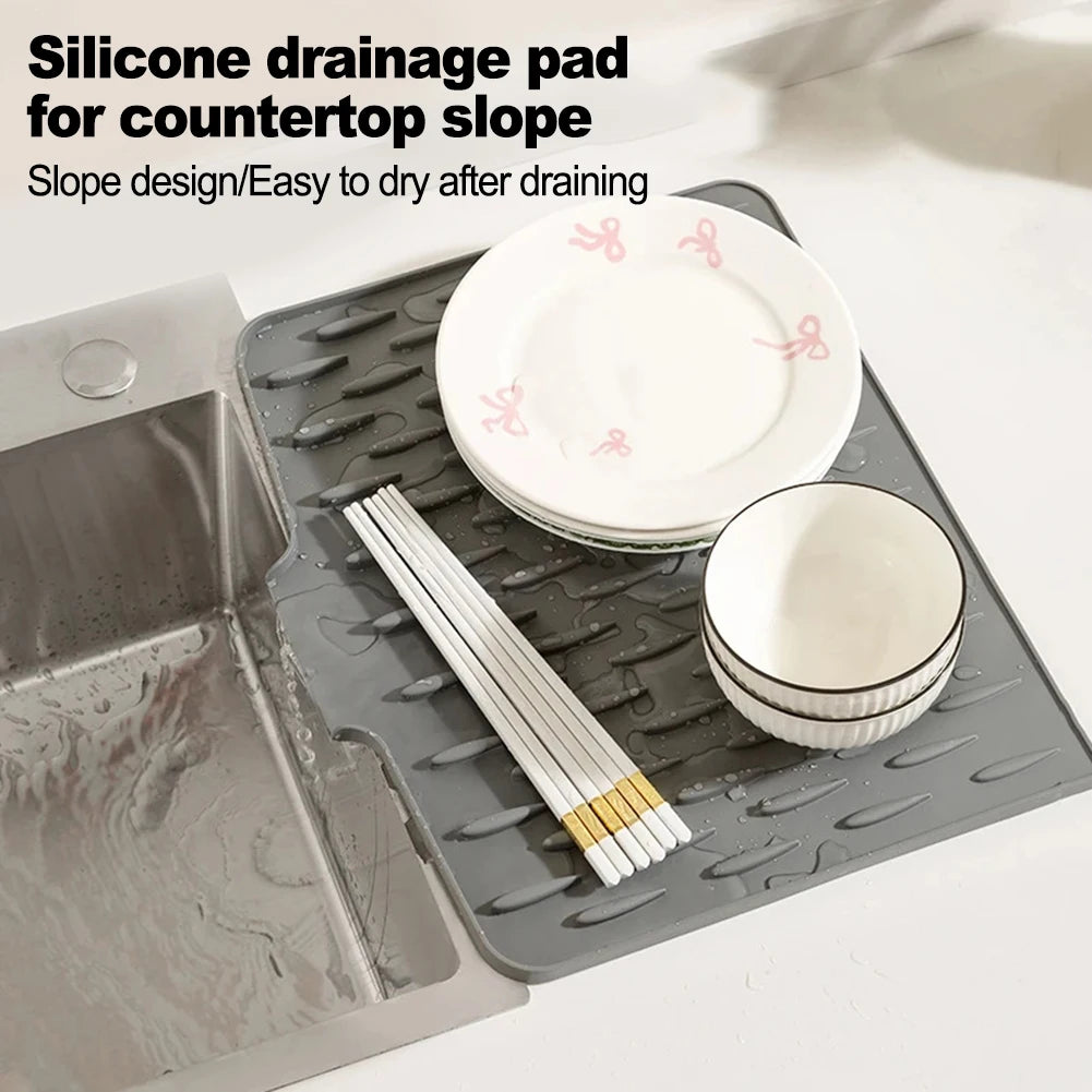 Silicone Dish Drying Mat with Water Diversion | Non-Slip Kitchen Silicone Drying Mat Oasis Select