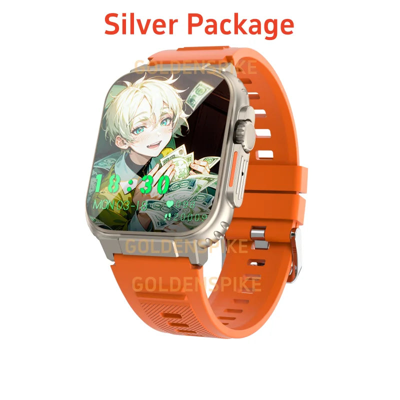 GOLDENSPIKE S10 Ultra MAX Smart Watch Android 2.26inch Amoled Smartwatch With Rotary Camera GPS WIFI Video Call NFC App Download Oasis Select Silver Orange 16GB 256GB
