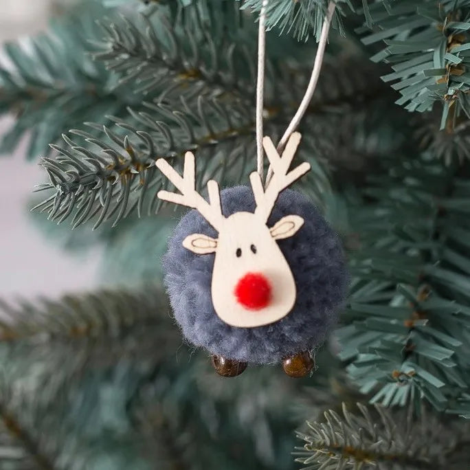 Christmas Tree Hanging Pendants Happy New Year Bell Pendant Merry Christmas Decorations for Home Xmas Ornaments Couple Gift Oasis Select Deer gray