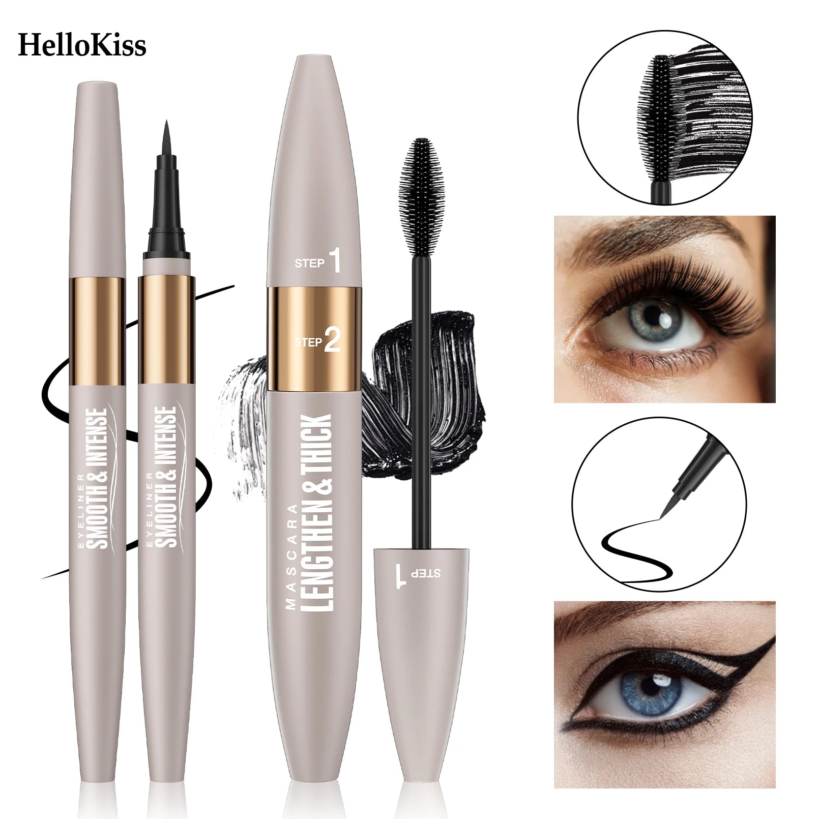 Hello Kiss Waterproof Eyeliner & Mascara Combo Set