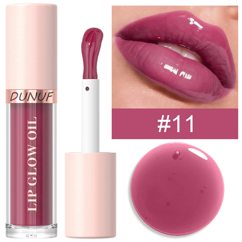 DUNUF Lip Glow Oil Moisturizing Lip Gloss Plumping Lip Oil Tinted Hydrating Lip Care Transparent Lip Balm Beauty Makeup Cosmetic Oasis Select DLAA 11