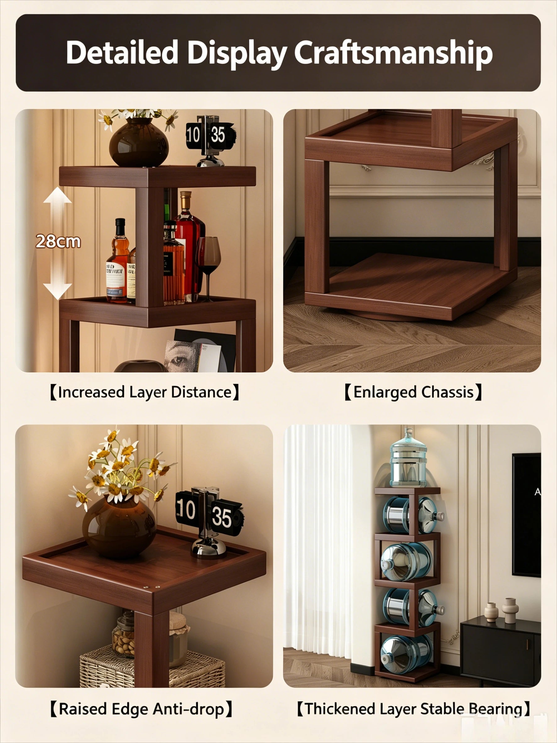 Corner Storage Shelf Triangle Cabinet, Wall Mounted Right Angle Storage Organizer, Bamboo Display Cabinet for Living Room Oasis Select
