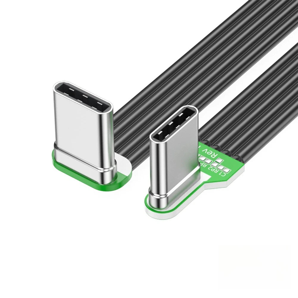 90° Angled Flat Silicone USB-C Cable | 65W Fast Charging