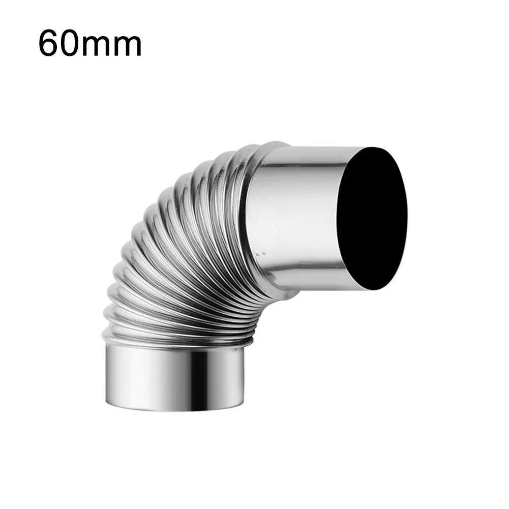 90° Stainless Steel Flue Elbow Pipe | 60/70/80mm Chimney Bend
