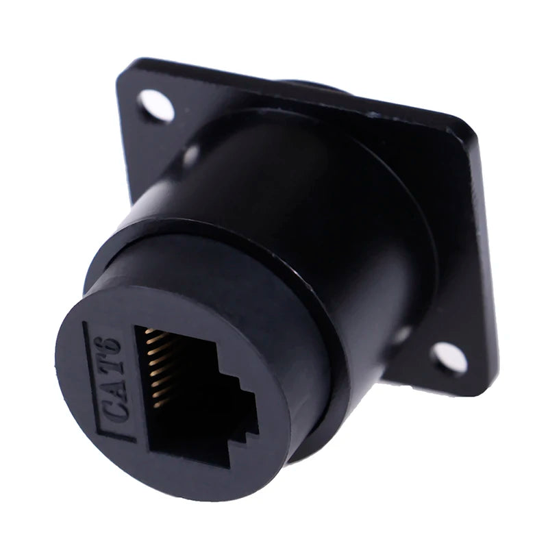 D-Type RJ45 Female Socket Cat6 Panel Mount Ethernet Adapter