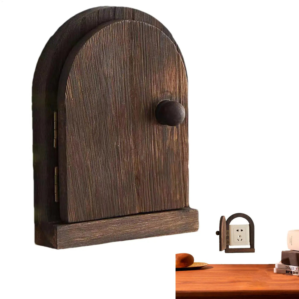 Electrical Outlet Cover Plates Button Protective Cover Fairy Door Design Solid Wood Protective Cover Button Decoration For Home Oasis Select