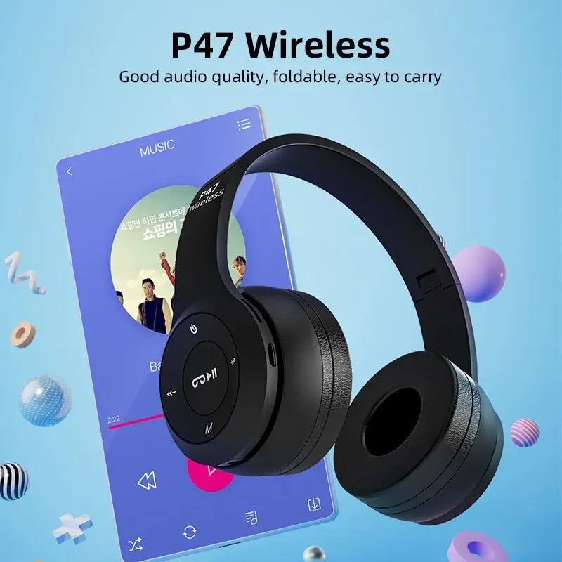 Stereo P47 Headset 5.0 Bluetooth Headset Folding Series Wireless Sports Game Headset for iPhone XiaoMi Oasis Select