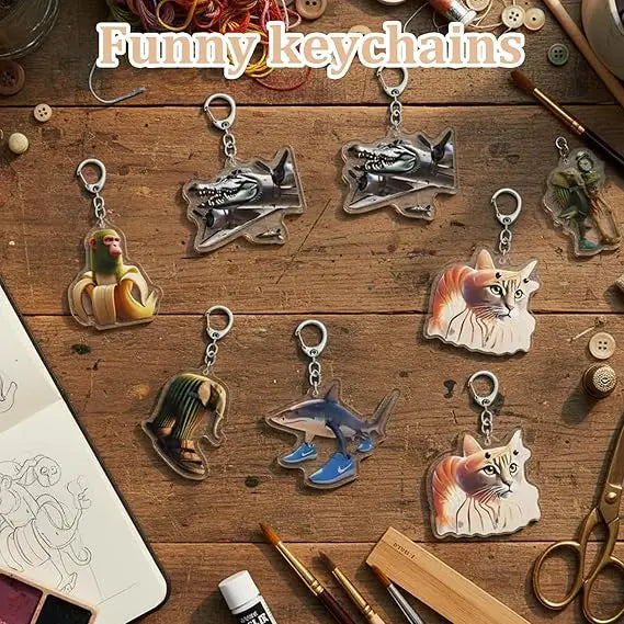 Ultimate Brainrot Meme Keychains – Funny Animal Charms, Gen Z Acrylic Keyrings for Teens, Short-video Trending Gifts Oasis Select