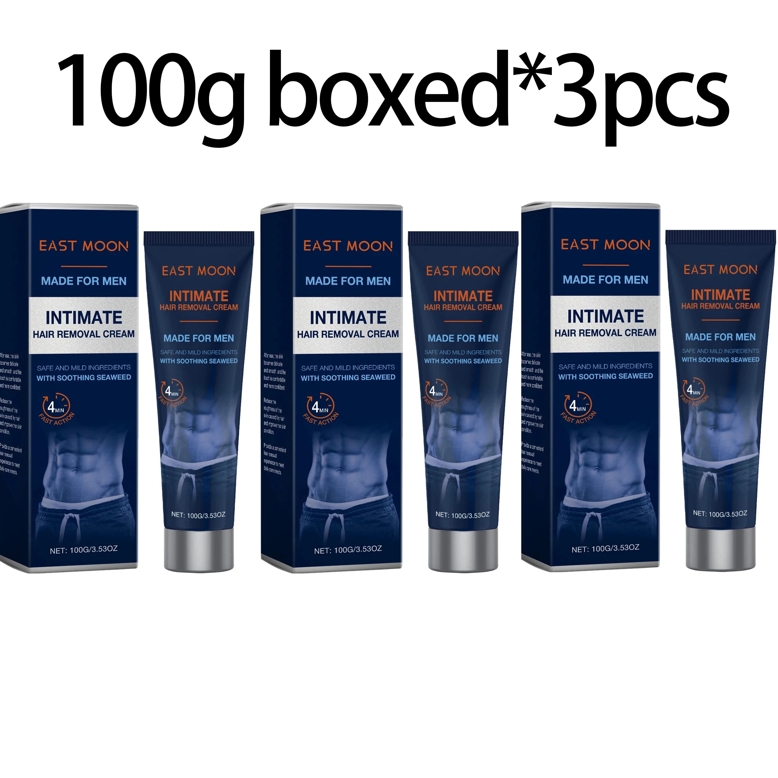 East Moon Men's Hair Removal Cream – Gentle Body Depilatory 100g Hair Removal Cream Oasis Select 100g x 3boxed