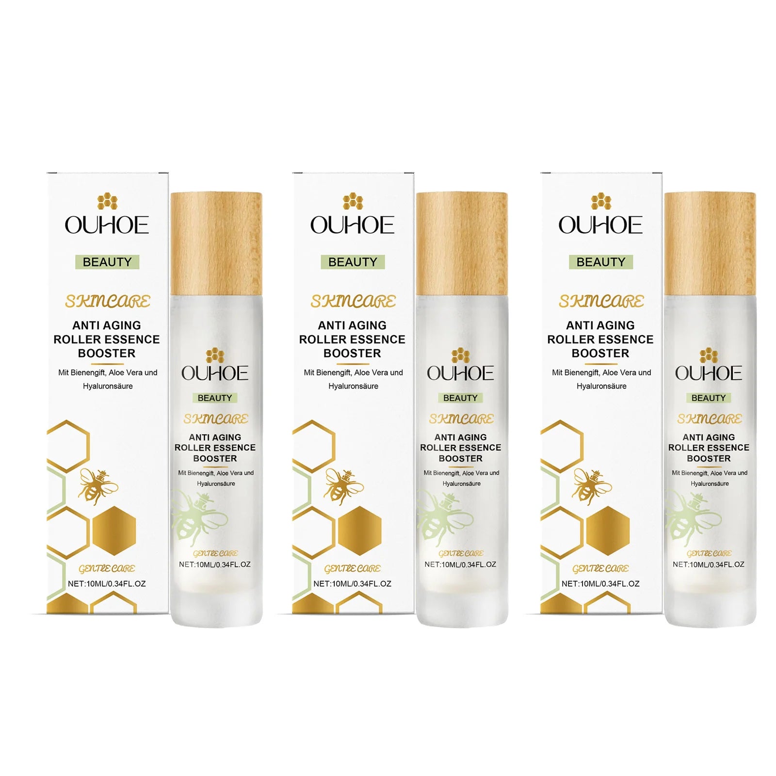 Anti Aging Roller Essence Bee Venom Booster Hyaluronic Acid Skin Firming Fine Lines Improvement Facial Massage Skincare Serum Oasis Select 3pcs