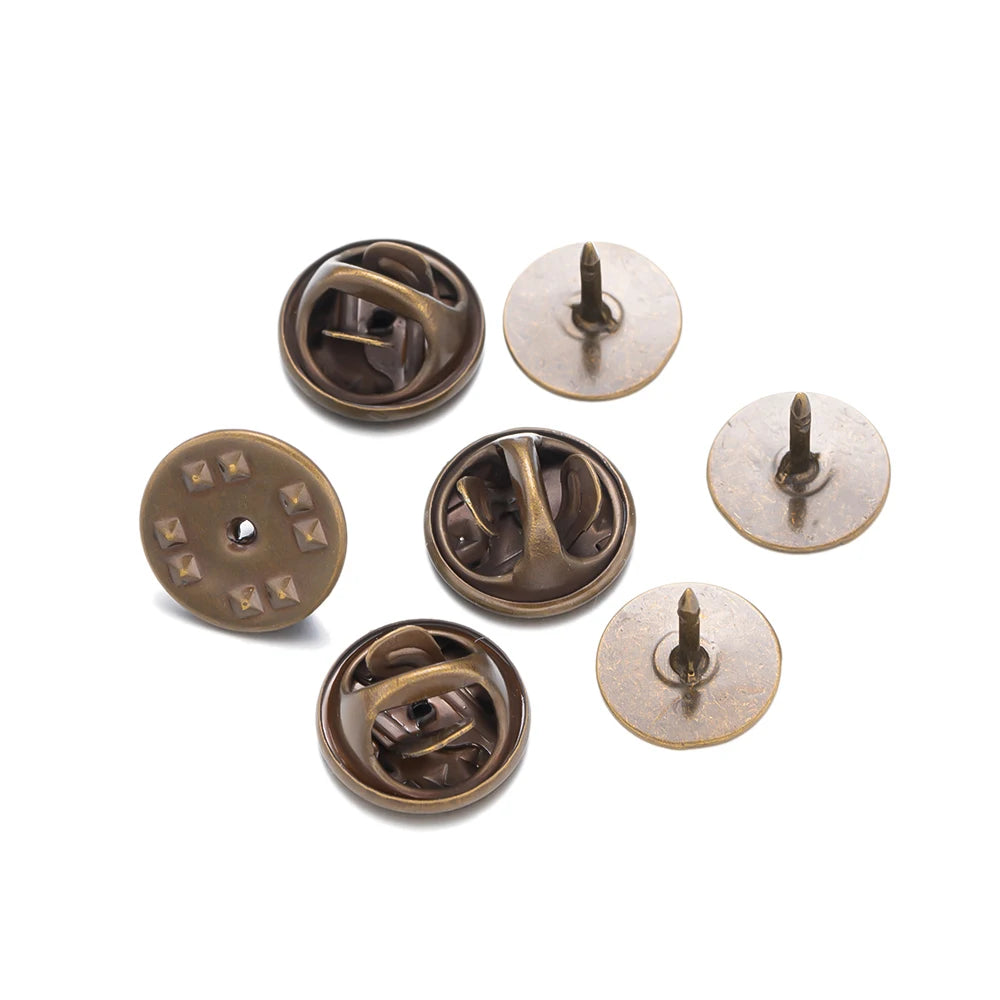 50Sets Blank Scatter Butterfly Clutch Pin Holder Enamel Locking Backs Tie Tacks Jewelry Pin Backings Clasp for Brooch Lapel Hat Oasis Select Antique Bronze 10mm Pin Base