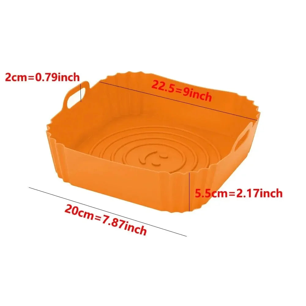 Reusable Airfryer Pan Liner Accessories Silicone Air Fryers Oven Baking Tray Pizza Fried Chicken Airfryer Silicone Basket Oasis Select 1pc brown