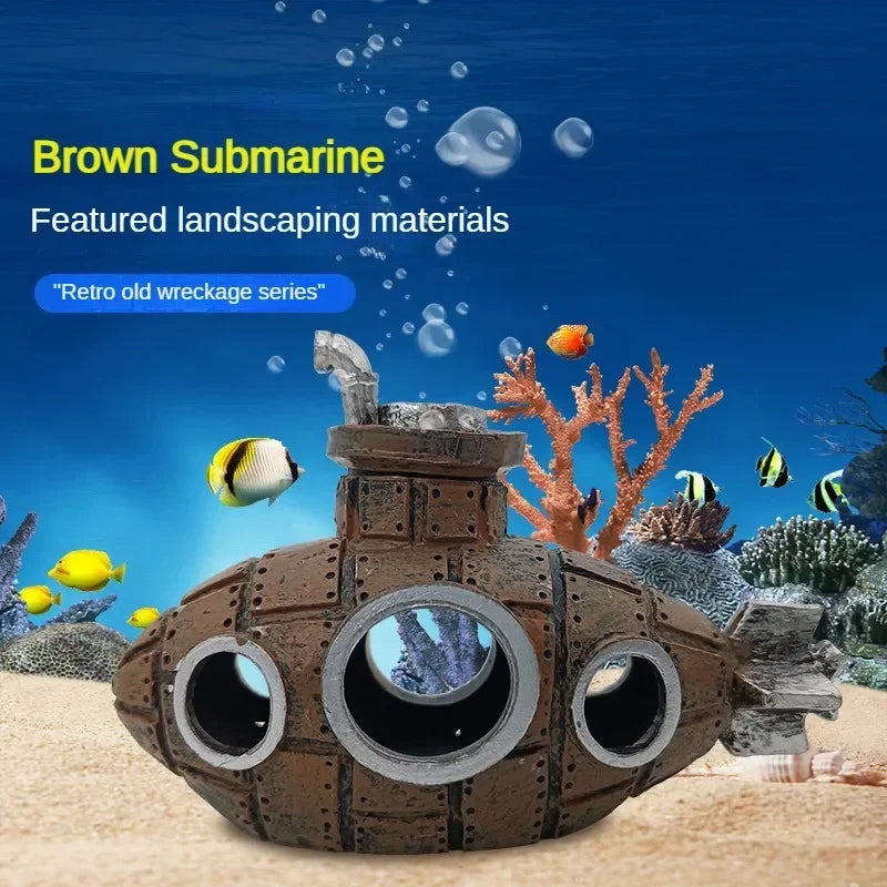 Resin Submarine Ornaments Aquarium Fish Tank Decoration Fish Shrimp Shelter Cave Landscaping Accessories for Aquarium Fish Tank Oasis Select