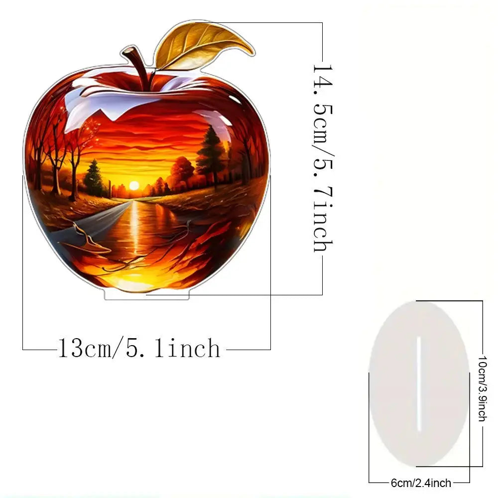 2D Acrylic for Apple Landscape Pattern Decorative Ornament for Home Living Room Entrance Tabletop Decoration Oasis Select 01