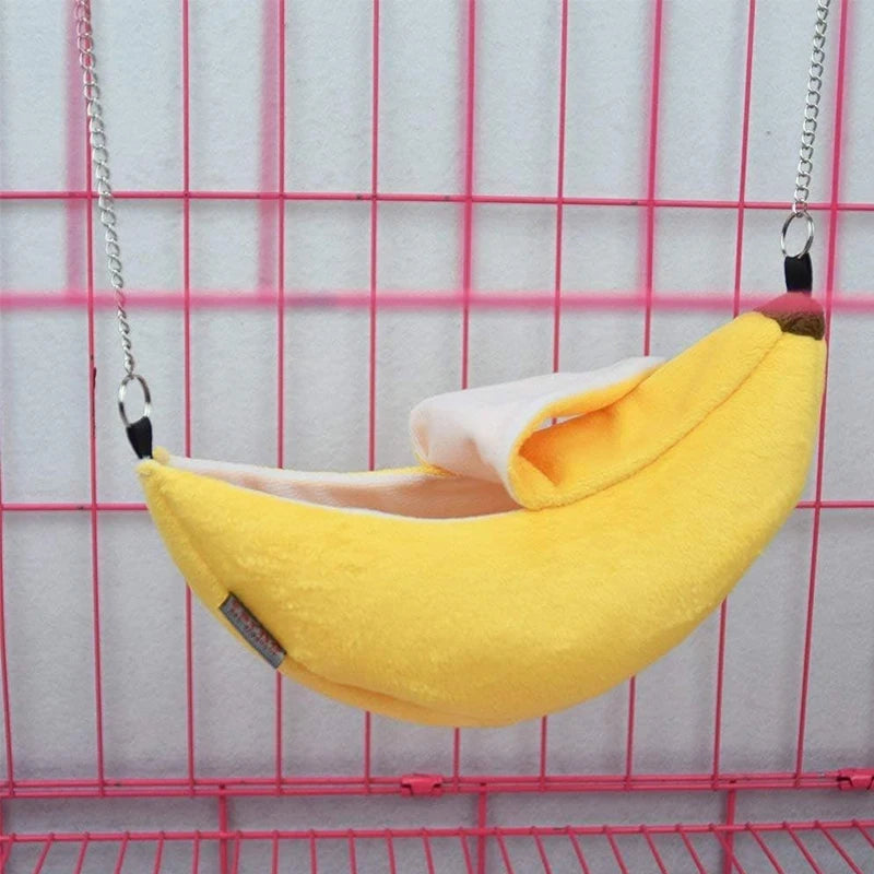 Banana Hamster Bed House Hammock Small Animal Warm Bed House Cage Nest Hamster Accessory for Sugar Glider Hamster Small Bird Pet Oasis Select YELLOW one-size