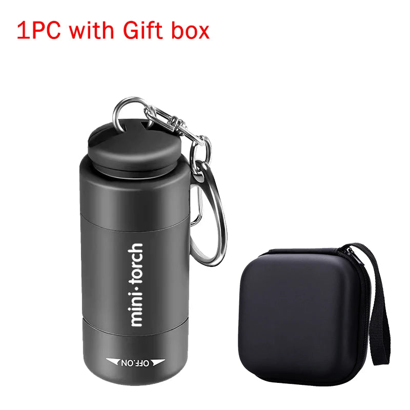 Mini Pocket LED Flashlight Portable Waterproof Small Keychain Torch Outdoor USB Rechargeable LED Multifunctional Light Oasis Select 1PC with gift box