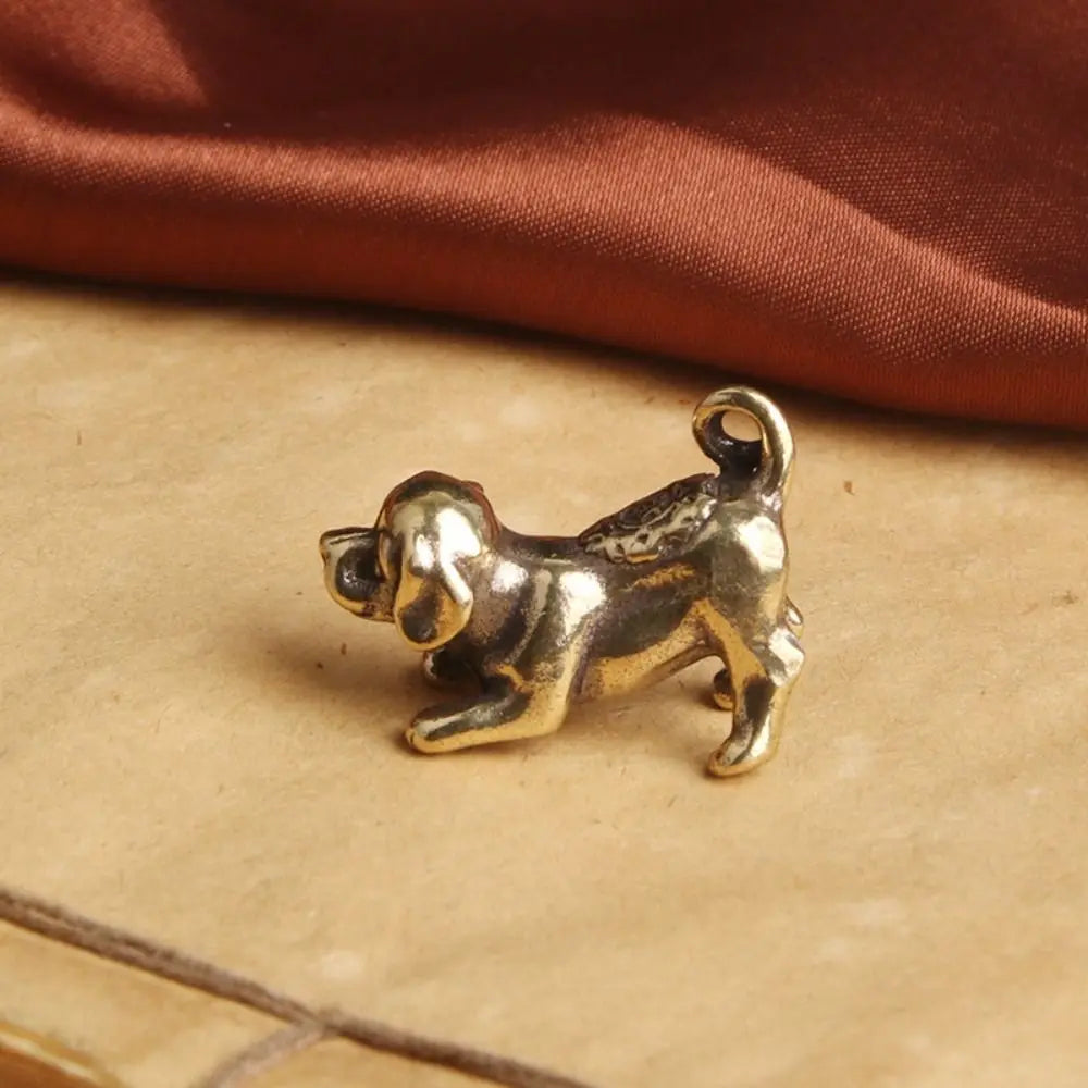 Solid Brass Zodiac Dog Figurine | Feng Shui Tea Pet Decor