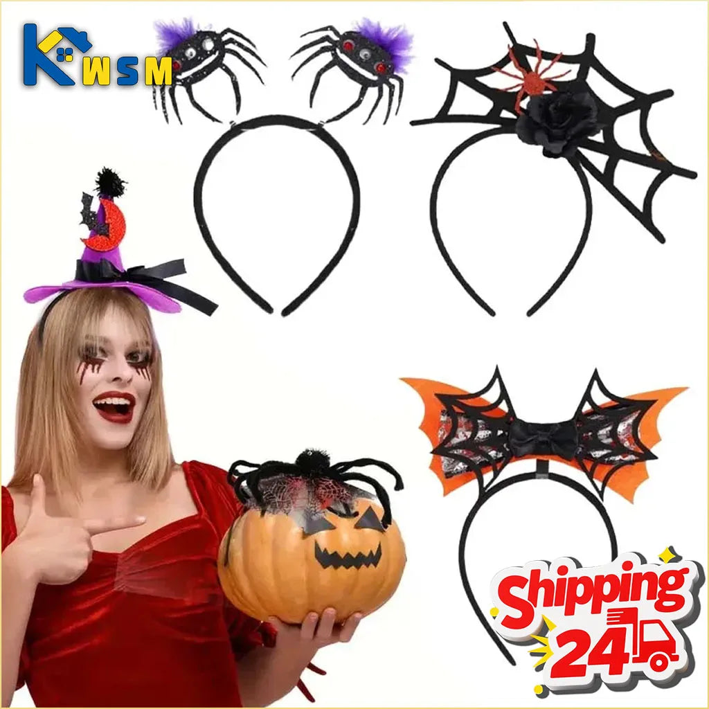 1-10PCS Witch Hat Spider Headband Halloween Party Favor Costume Masquerade Funny Hair Accessory for Women Adult Cosplay Oasis Select