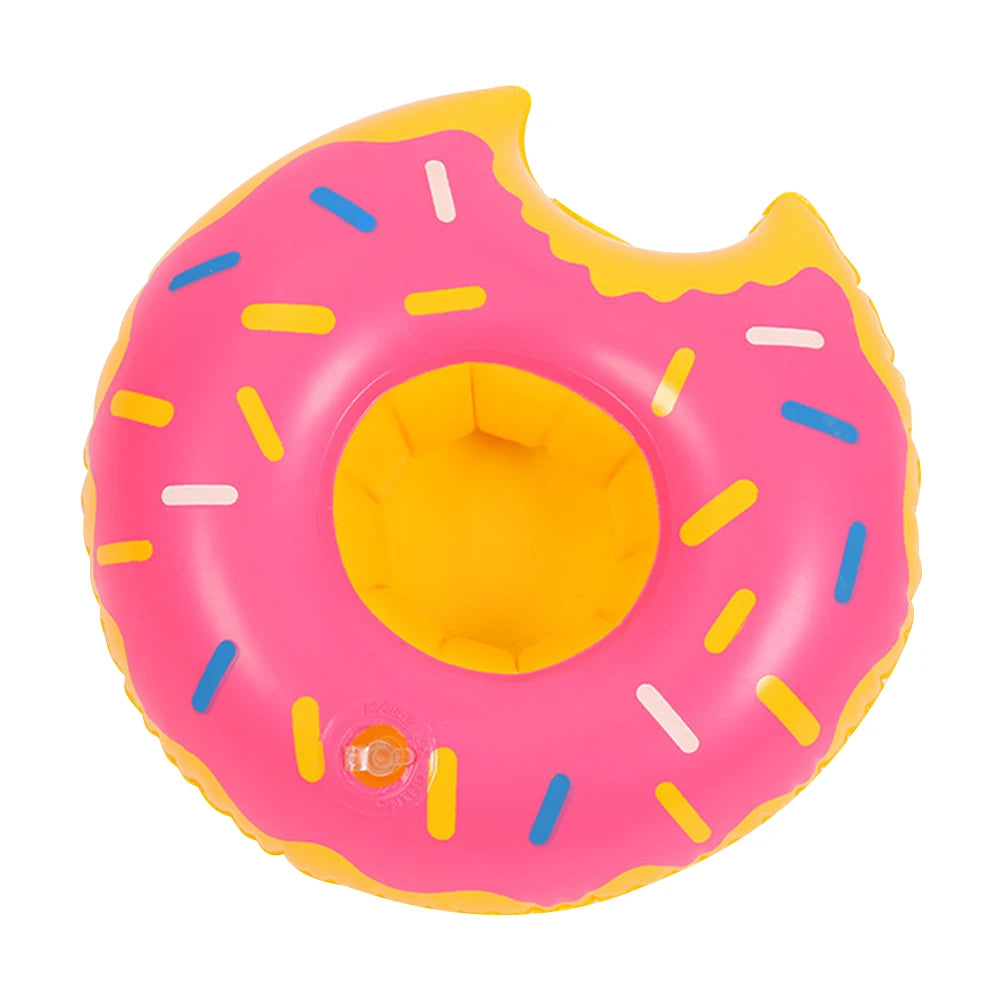Cartoon Donuts Cup Cushion Multicolor Water Inflatable Coasters Portable Inflatable Circle Coasters for Holiday Birthday Party Oasis Select Pink United States