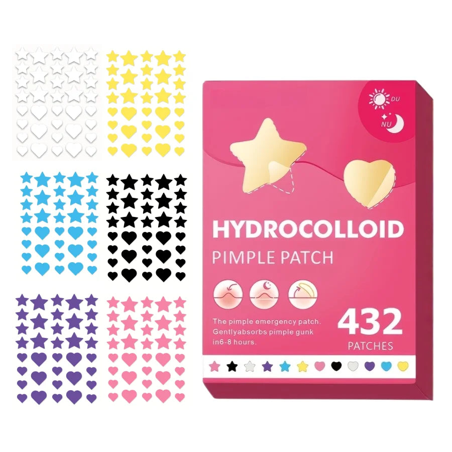 432 Pcs Acne Patches per Box, Star-Shaped Acne Patches, Concealing Patches, Suitable for All Skin Types, Unisex Skincare Oasis Select 216pcs