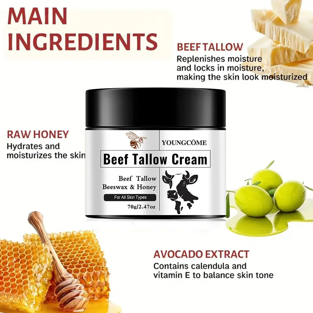 YOUNGCOME Beef Tallow Honey Cream – Hydrating Face Moisturizer