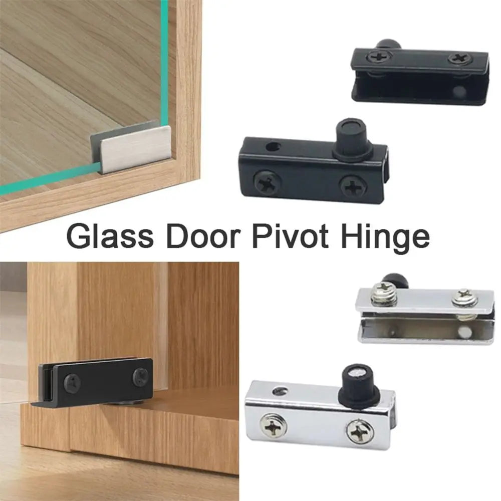 2Pcs Metal Glass Door Pivot Hinge No punching Hook Accessories Concealed Hinges Hardware Mirror Support Cabinet Clamp Hinge Oasis Select