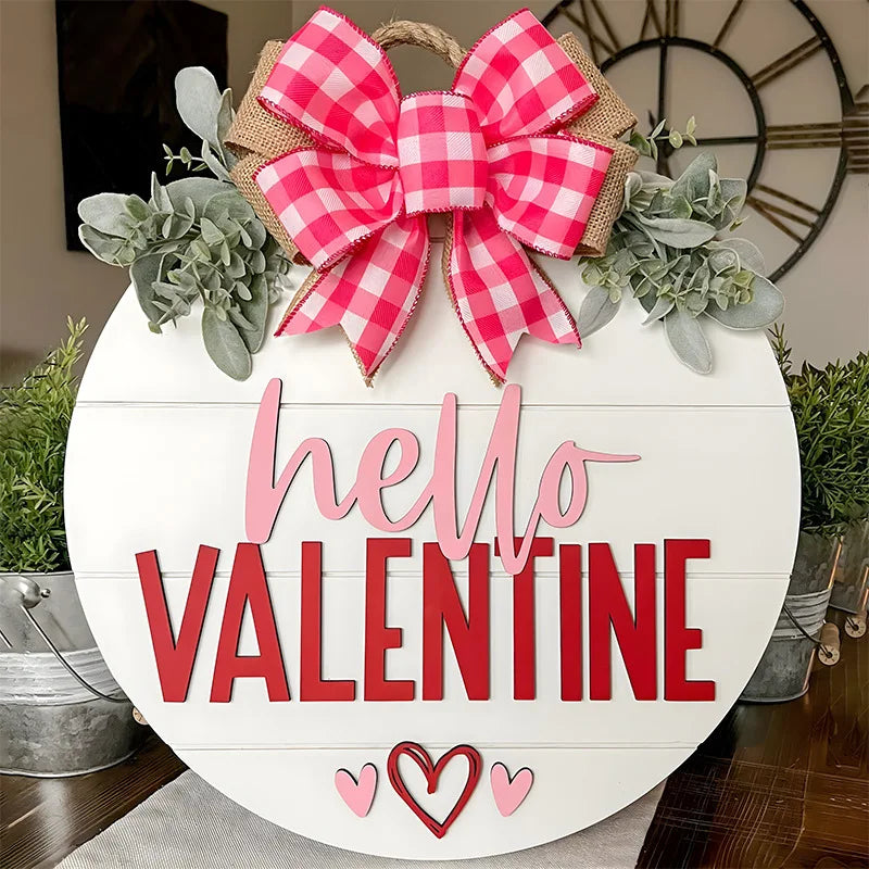 Valentine's Day Wreath Door Hanging Hello Valentine Love Card Door Hanging Home Holiday Wall Hanging Oasis Select