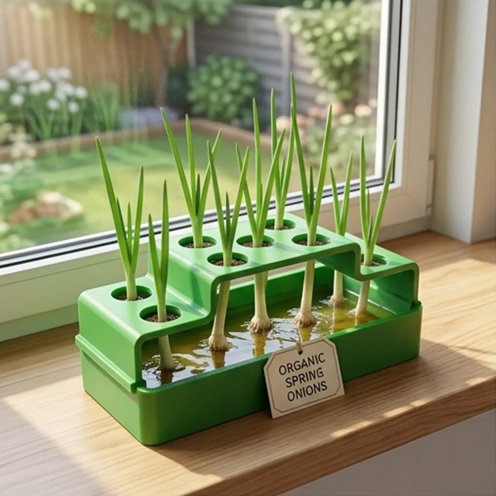 9 Holes Windowsill Self Watering Hydroponic Planter Box Water Culture Planter Scallion Herb Leafy Vegetable Home Gardening Gifts Oasis Select