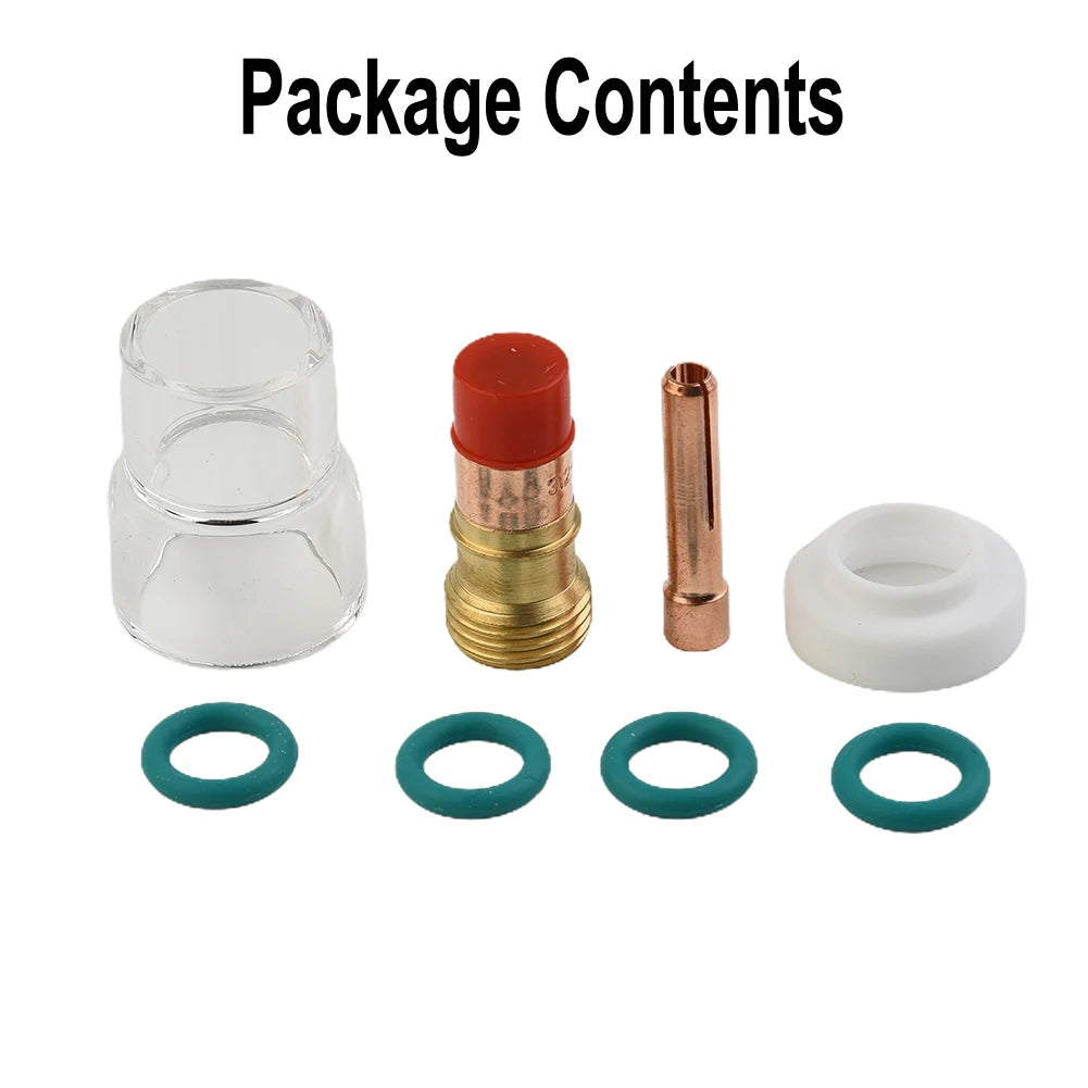 8Pcs/Set TIG Welding Consumables Stubby Gas Lens TIG #12 Glass Cup Collets Body Tips For WP17 WP18 WP26 Hand Tool Oasis Select