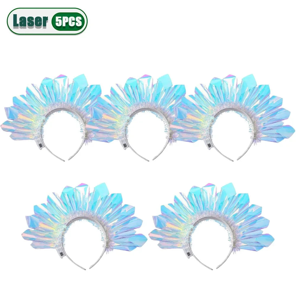 Glowing Laser Headband Light Up Hair Hoop Colorful LED Party Accessories for Halloween Christmas Stage Show Decoration Gift Oasis Select Laser-5PCS