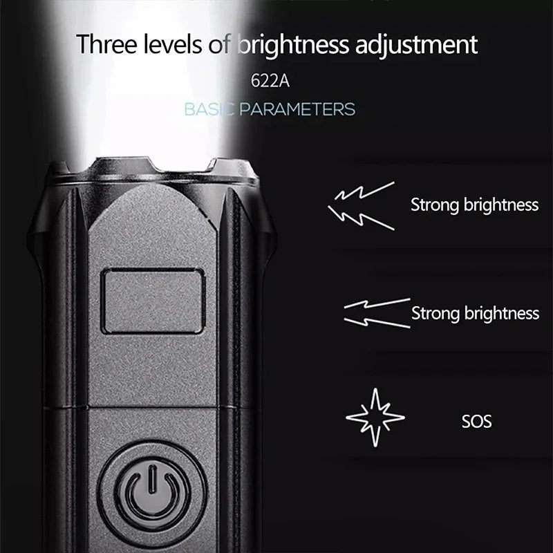 Ultra-bright LED Flashlight Rechargeable Torch Outdoor Zoomable Lantern Portable Waterproof Light for Camping Hunting Hiking Oasis Select