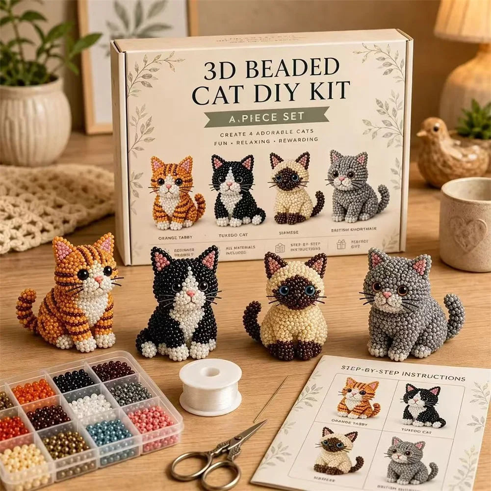 3D Beaded Animal Craft Kit – DIY Bead Pet Keychain Making Set