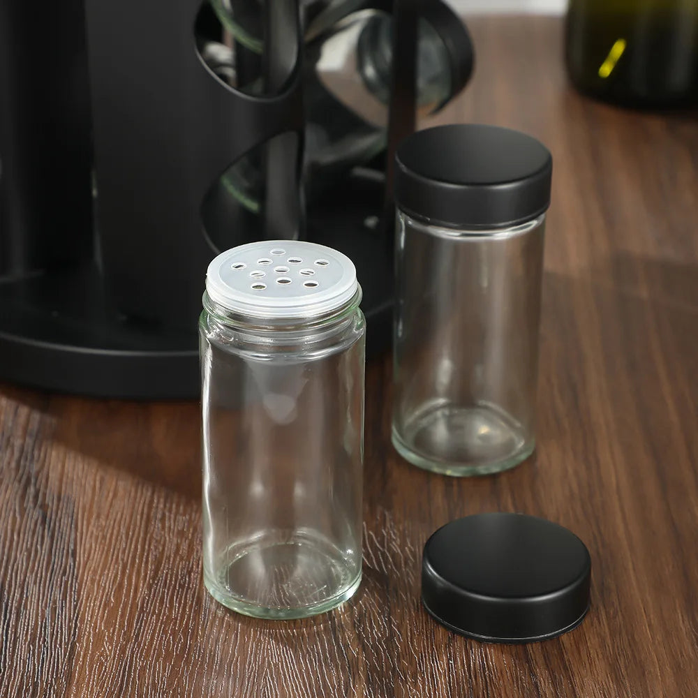 360-Degree Rotating Stainless Steel Spice Rack, Spice Jars, Multi-Compartment Spice Rack, Kitchen Storage Oasis Select