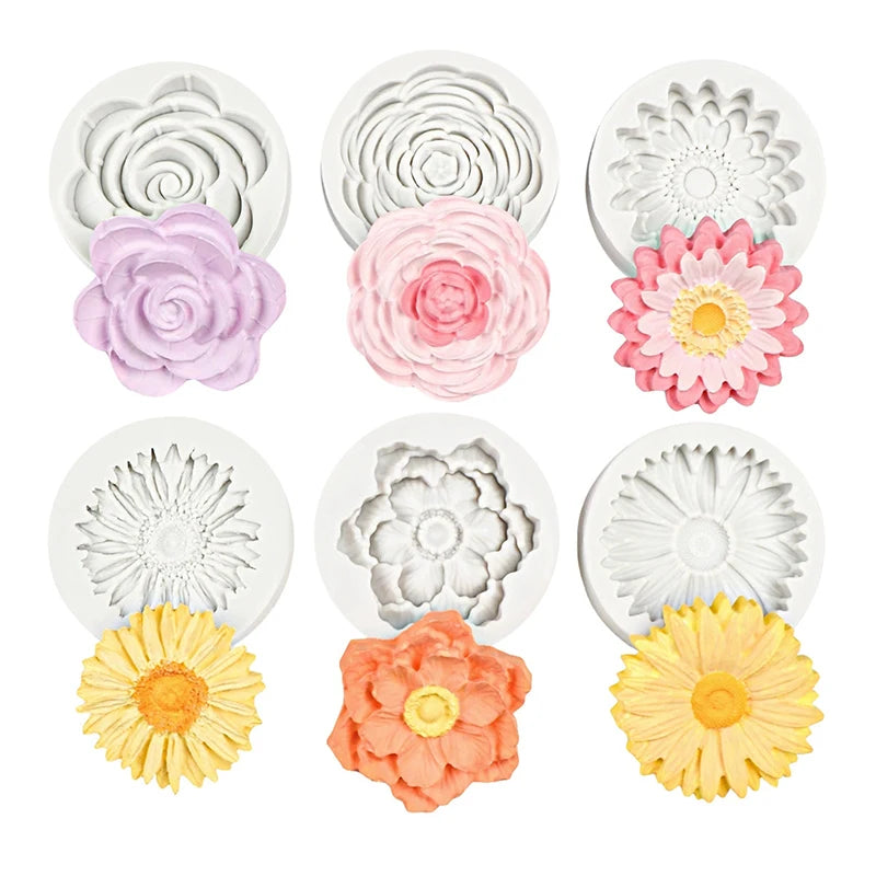Silicone Fondant Cake Mold Rose Peach Blossom Flower Shaped Baking Chocolate Decorative Mould for Pastries 15-71 Oasis Select